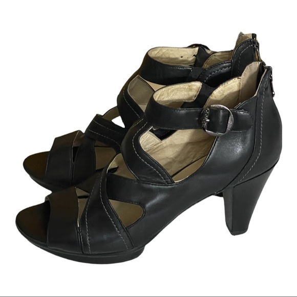 Blondo Shoes - Blondo Black Heeled Leather Sandal Size 10